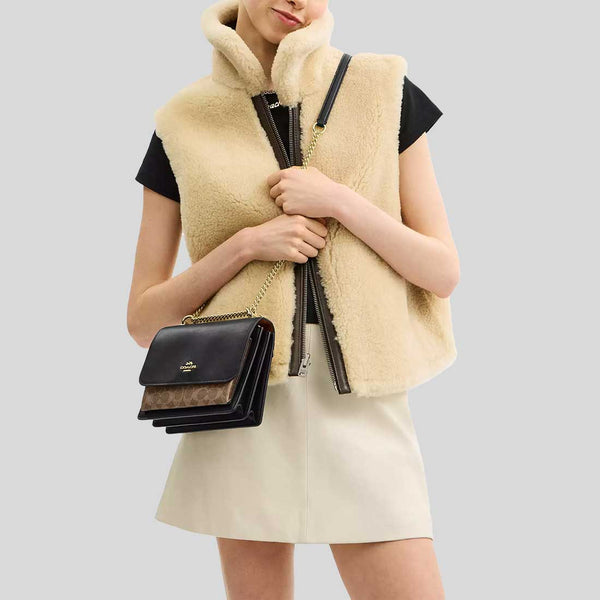 COACH Klare Crossbody Bag In Signature Canvas Tan/Black CV978