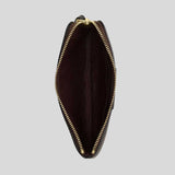 COACH Corner Zip Wristlet In Signature Canvas With Stripe Walnut/Black CW854