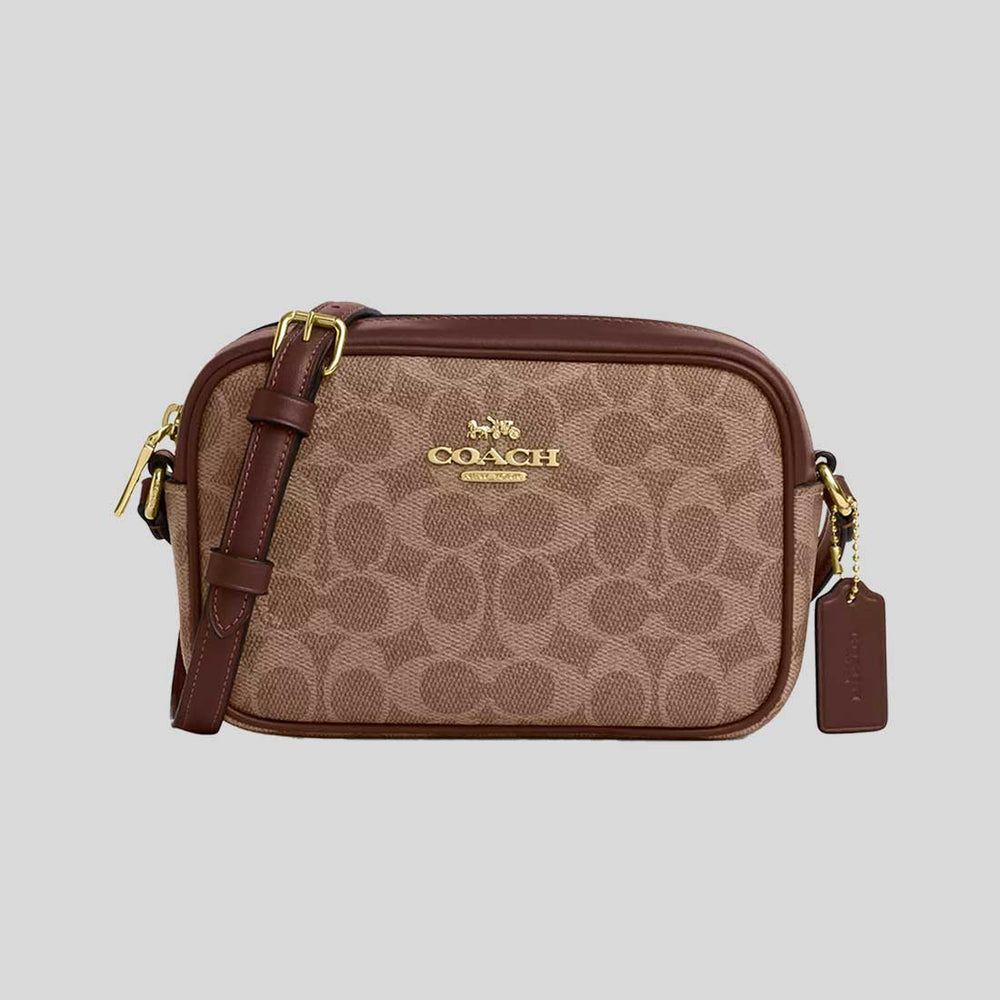 COACH Mini Jamie Camera Bag In Signature Canvas Tan/Brown CY752