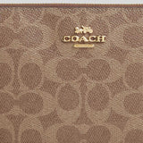COACH Large Corner Zip Wristlet In Signature Canvas Tan/Brown CZ277