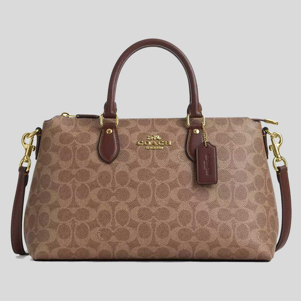 COACH Georgia Satchel Bag In Signature Canvas Tan/Brown CW422