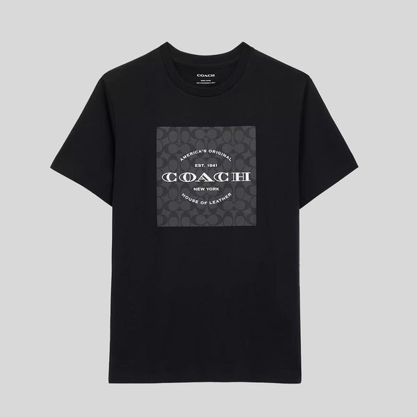 COACH Signature Square T Shirt In Organic Cotton Black CO790