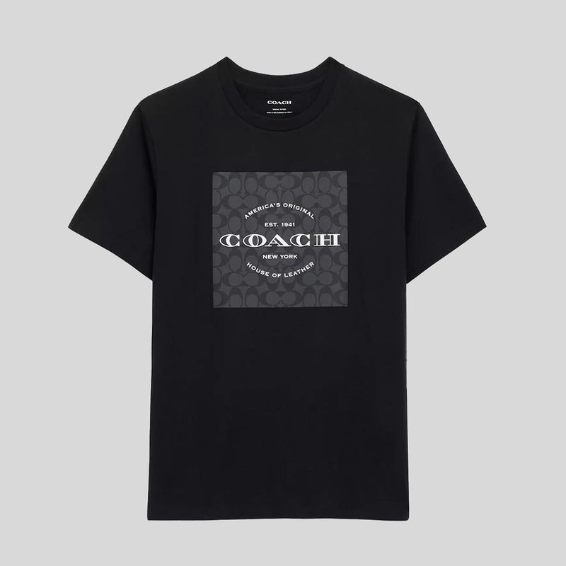 COACH Signature Square T Shirt In Organic Cotton Black CO790