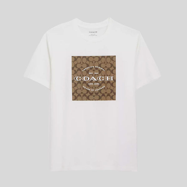COACH Signature Square T Shirt In Organic Cotton White CO790