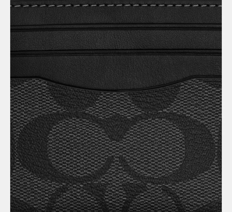 COACH Slim Id Card Case In Signature Canvas Charcoal/Black CQ031