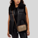 COACH Mini Jamie Camera Bag In Signature Canvas Khaki/Saddle CQ874
