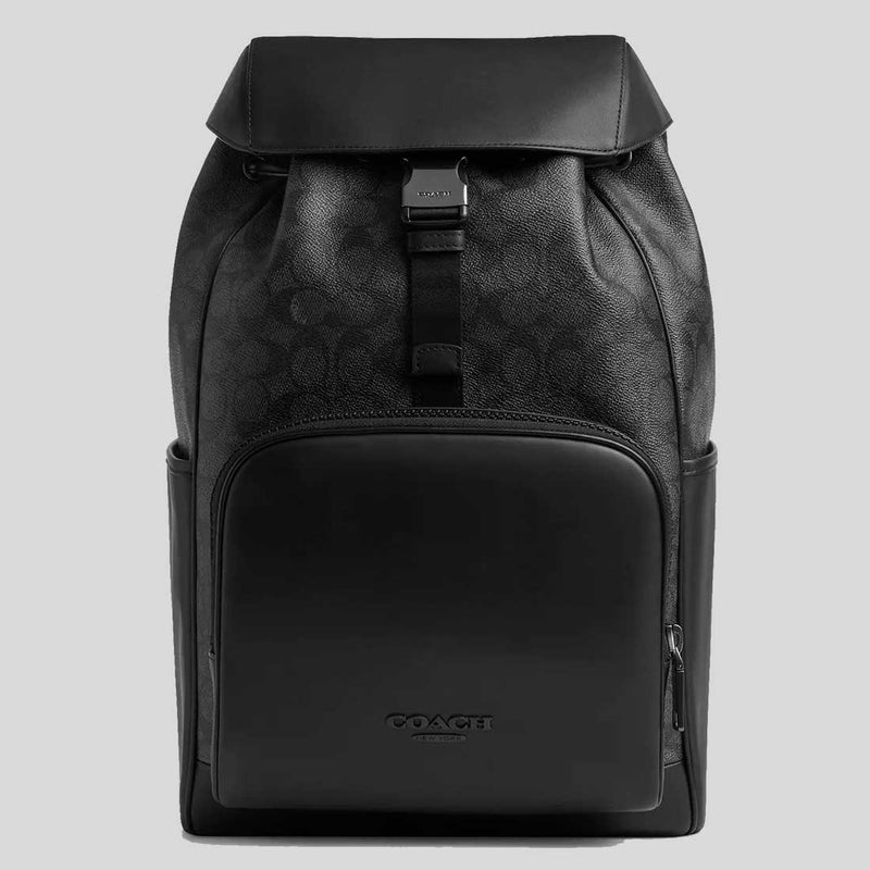 COACH Racer Backpack In Signature Charcoal/Black CT707