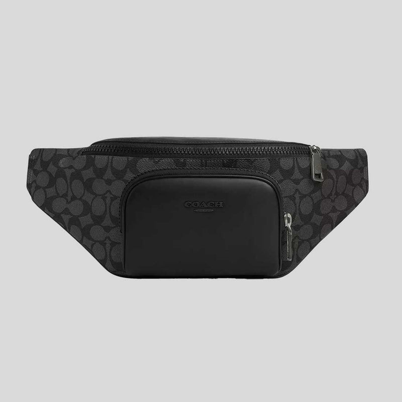 COACH Racer Belt Bag In Signature Charcoal/Black CT714