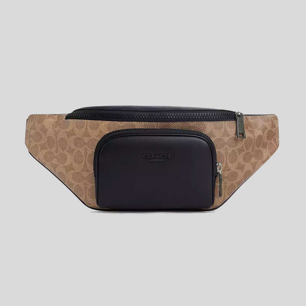COACH Racer Belt Bag In Signature Tan/Black CT714