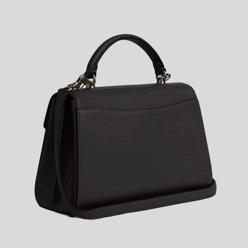 COACH Eliza Top Handle Bag With Leather Covered Closure Black CT852