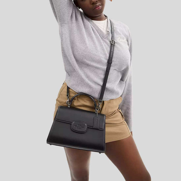COACH Eliza Top Handle Bag With Leather Covered Closure Black CT852