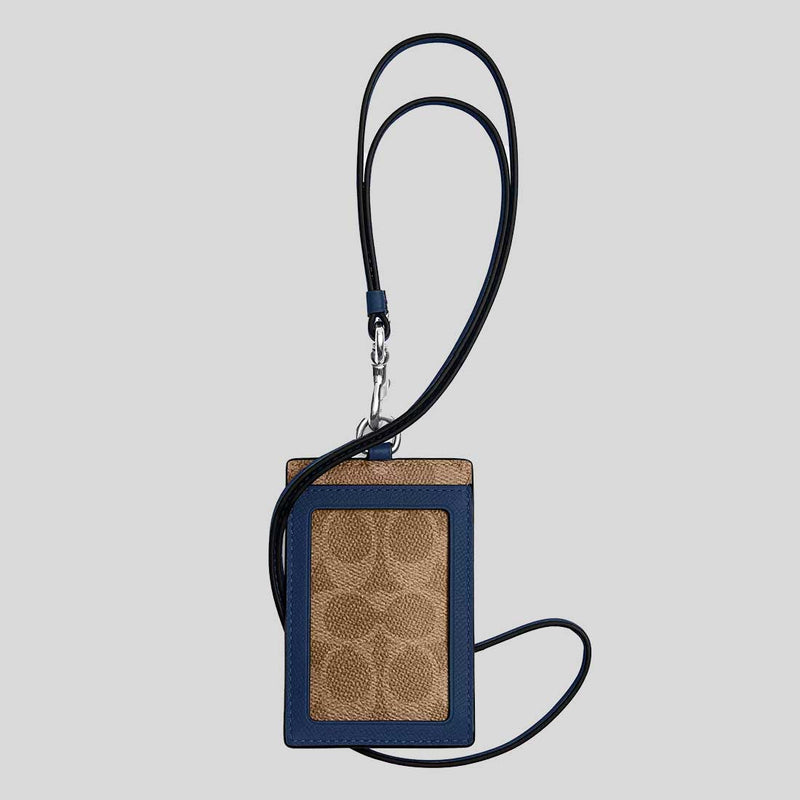 COACH ID Lanyard With Signature Canvas Deep Blue CU221