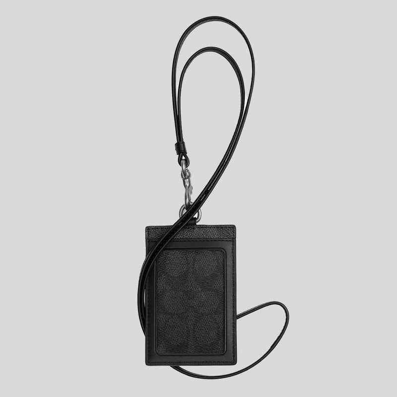 COACH ID Lanyard In Signature Canvas Charcoal CU476