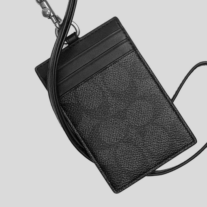 COACH ID Lanyard In Signature Canvas Charcoal CU476