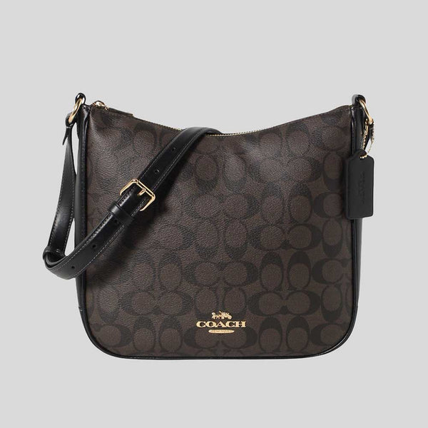 COACH Ellie File Bag In Signature Canvas Brown/Black CU959