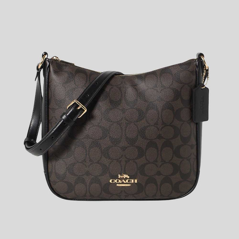 COACH Ellie File Bag In Signature Canvas Brown/Black CU959