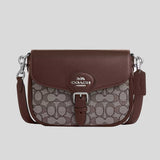 COACH Amelia Saddle Bag In Signature Jacquard Oak/Maple CU998