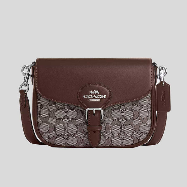 COACH Amelia Saddle Bag In Signature Jacquard Oak/Maple CU998