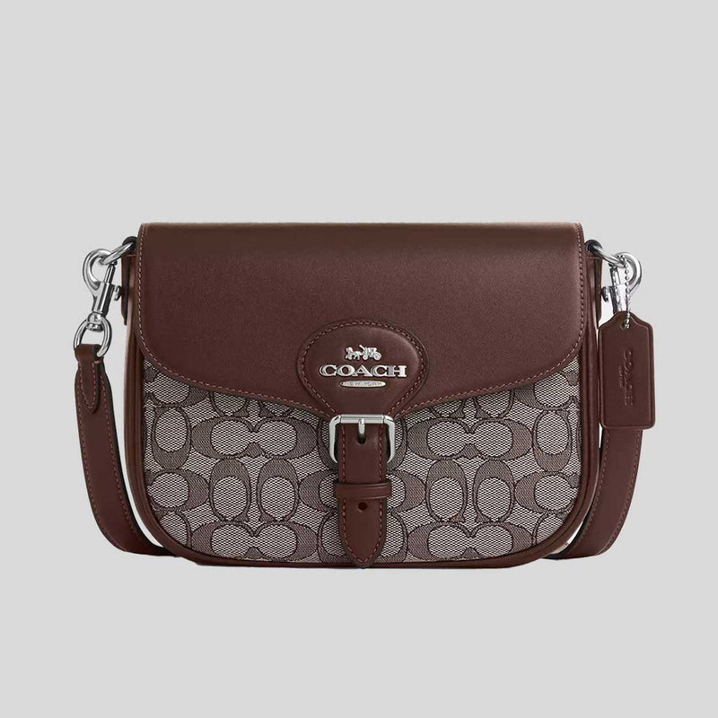 COACH Amelia Saddle Bag In Signature Jacquard Oak/Maple CU998