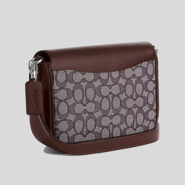 COACH Amelia Saddle Bag In Signature Jacquard Oak/Maple CU998