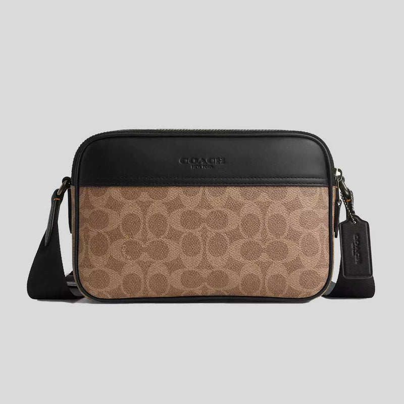 COACH Graham Crossbody Bag In Signature Canvas Tan/Black CV921