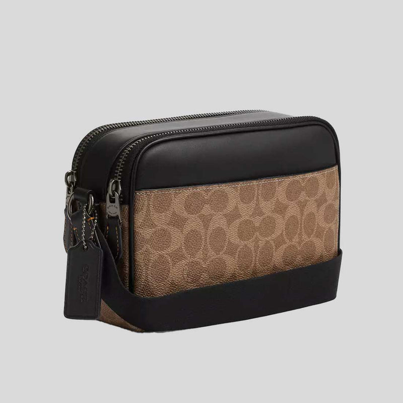 COACH Graham Crossbody Bag In Signature Canvas Tan/Black CV921