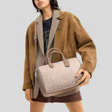 COACH Rowan Large Satchel Bag In Signature Canvas Sand/Taupe CV959