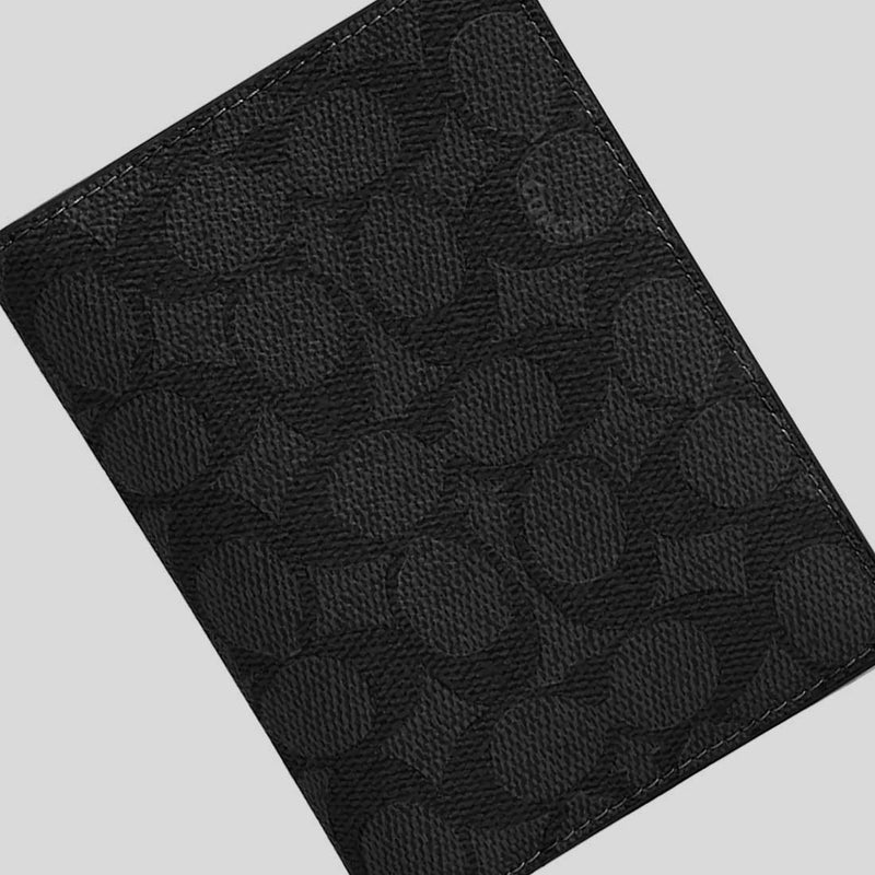 COACH Passport Card Case In Signature Canvas Charcoal/Black CW170