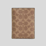 COACH Passport Card Case In Signature Canvas Tan/Black CW170