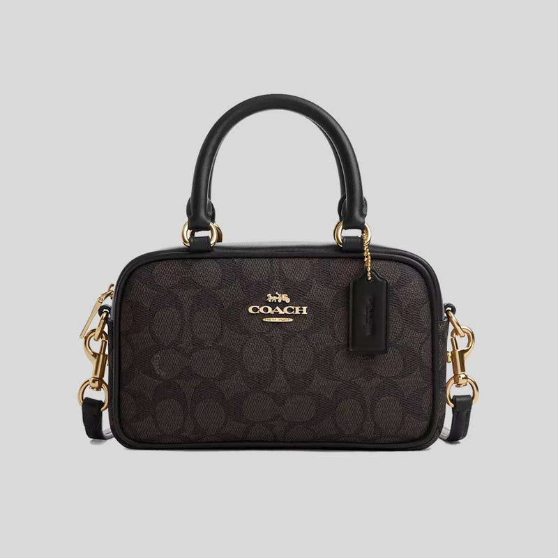 COACH Satchel Crossbody Bag In Signature Canvas Walnut/Black CW197