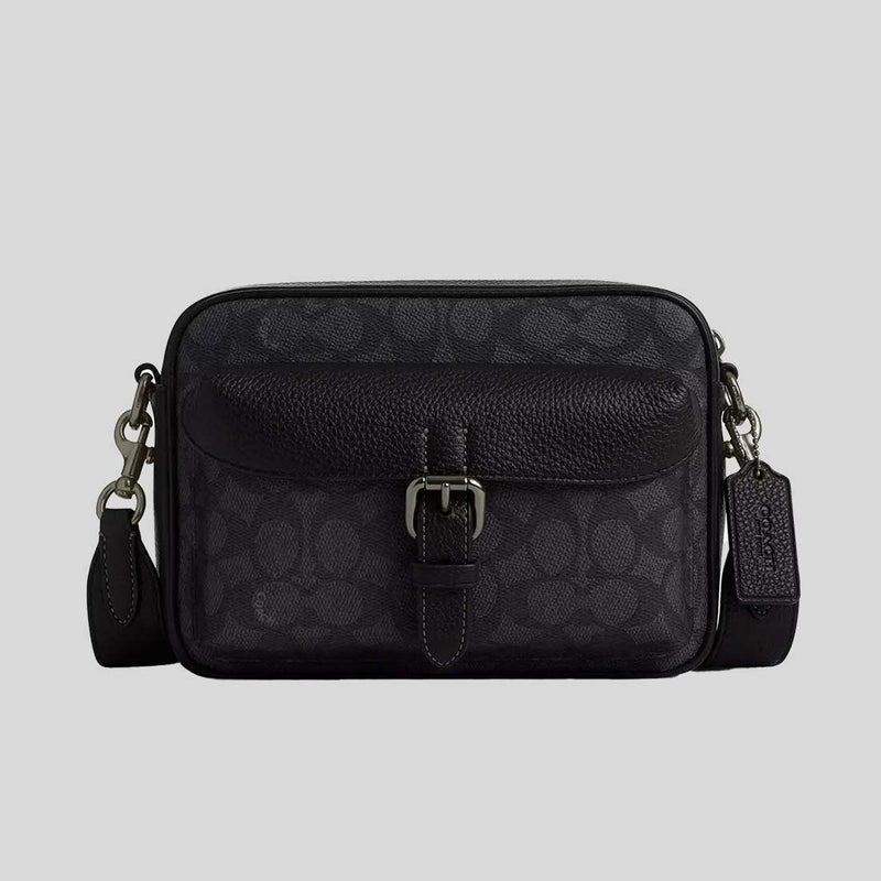 COACH Warner Crossbody Bag In Signature Canvas Charcoal/Black CW217