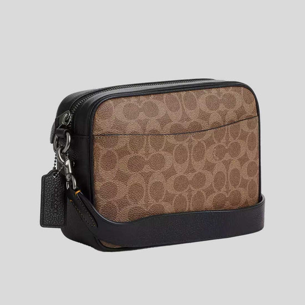 COACH Warner Crossbody Bag In Signature Canvas Tan/Black CW217