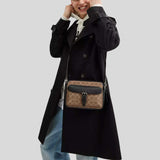 COACH Warner Crossbody Bag In Signature Canvas Tan/Black CW217