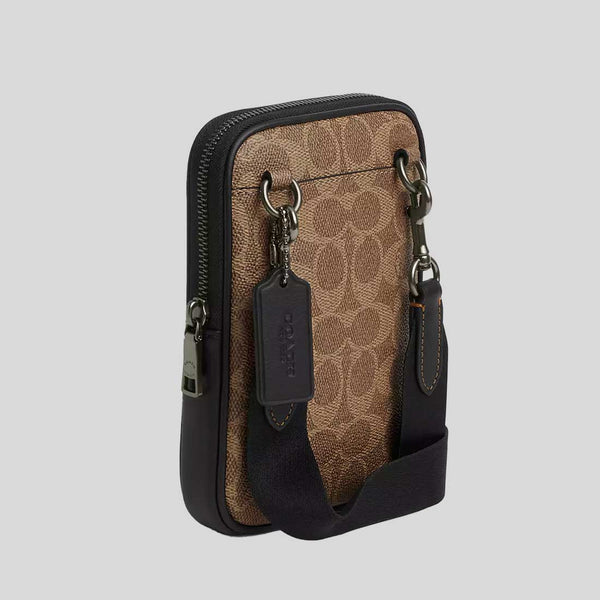 COACH Aden Crossbody Bag In Signature Canvas Tan/Black CW364