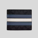 COACH 3 In 1 Wallet In Signature Canvas With Varsity Stripe Charcoal/Denim/Chalk CW385