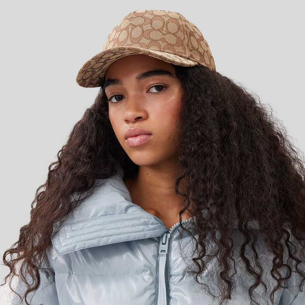 COACH Signature Jacquard Baseball Hat Khaki CW766