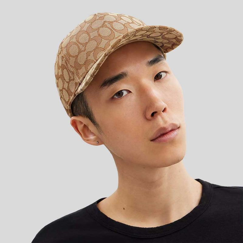 COACH Signature Jacquard Baseball Hat Khaki CW766