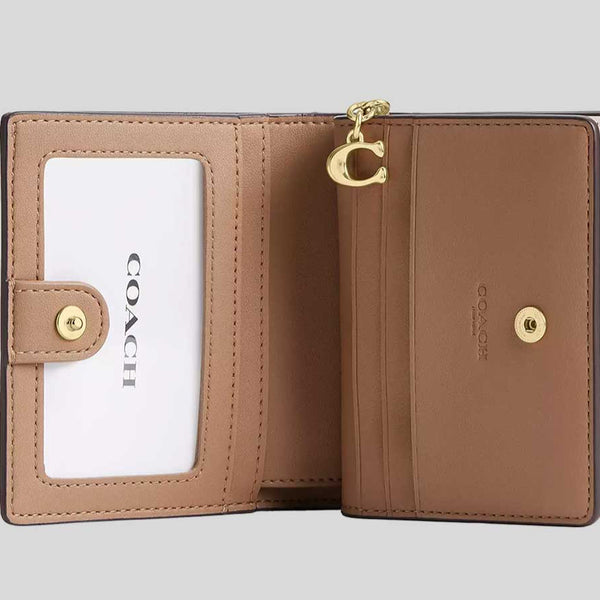 COACH Snap Wallet In Signature Canvas Tan/Brown CW789