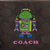 COACH Corner Zip Wristlet In Signature Canvas With Robot Print CW868