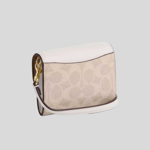 COACH Mini Envelope Wallet With Strap In Signature Canvas Sand/Chalk CX162