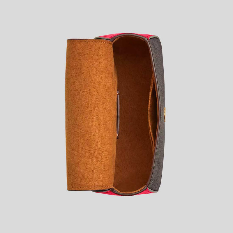 COACH Lysa Top Handle Bag In Signature Canvas Walnut/Bold Red CX809