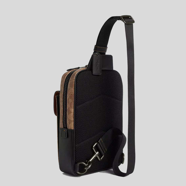 COACH Track Pack In Signature Canvas Tan/Black CX880