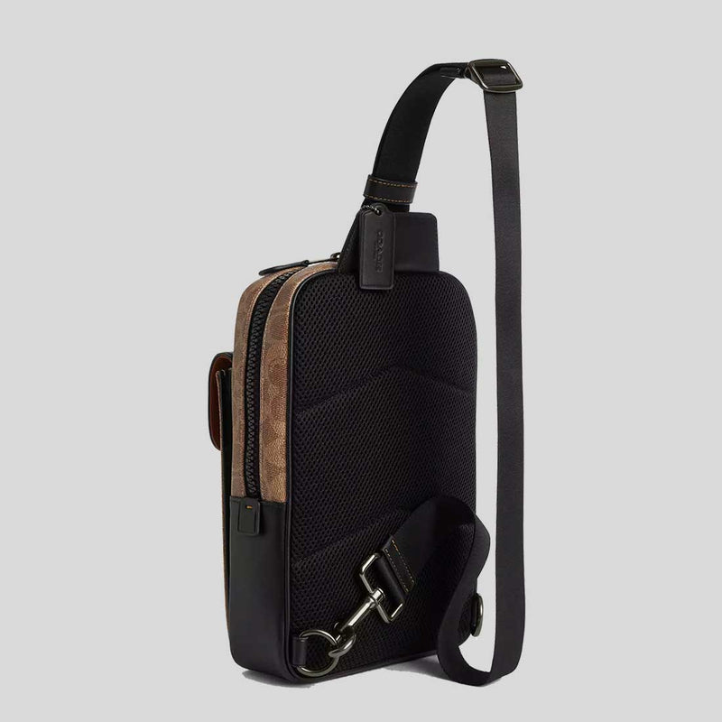 COACH Track Pack In Signature Canvas Tan/Black CX880