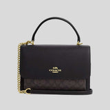 COACH Klare Top Handle Bag In Signature Canvas Walnut/Black CY687