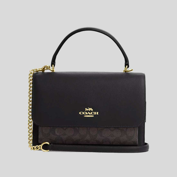 COACH Klare Top Handle Bag In Signature Canvas Walnut/Black CY687