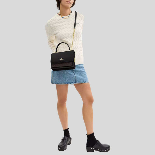 COACH Klare Top Handle Bag In Signature Canvas Walnut/Black CY687
