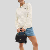COACH Klare Top Handle Bag In Signature Canvas Walnut/Black CY687