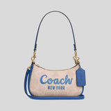 COACH Teri Mini Crossbody Bag In Signature Canvas With Coach Graphic Sand/Pacific Bright Mineral CY734