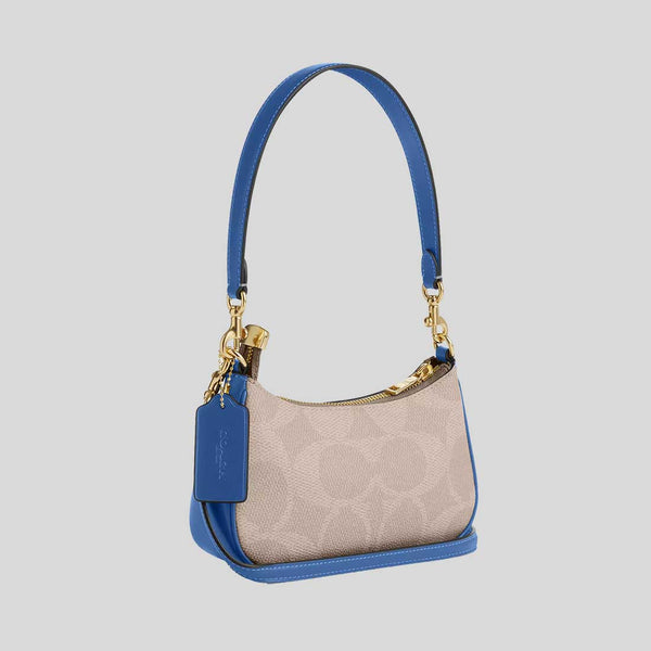 COACH Teri Mini Crossbody Bag In Signature Canvas With Coach Graphic Sand/Pacific Bright Mineral CY734