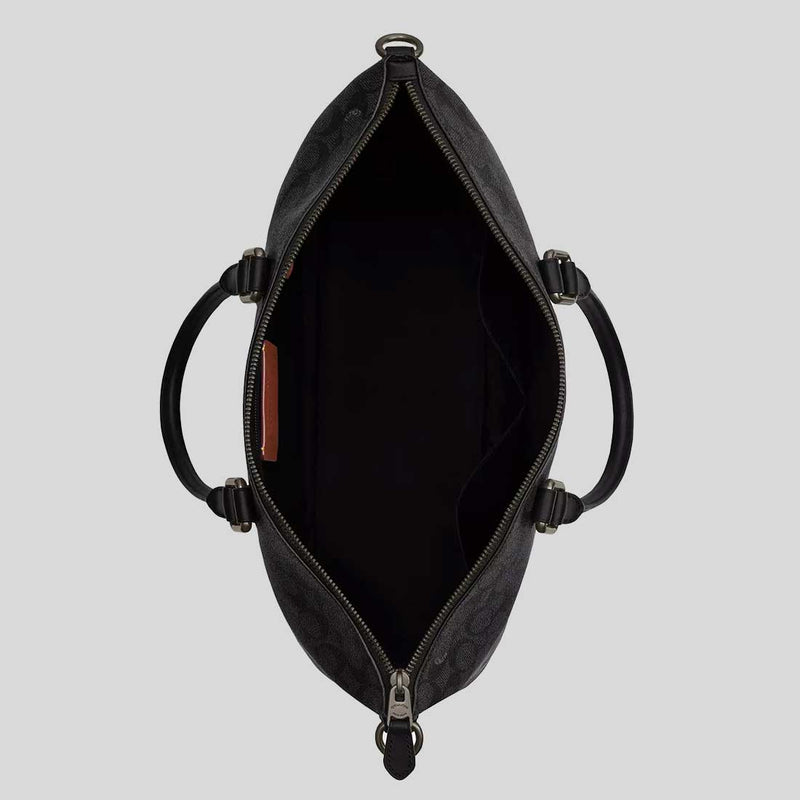 COACH Caleb Work Bag In Signature Canvas Charcoal/Black CY770